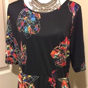 Triste Black Bright Bold Pattern Dress Size 1X